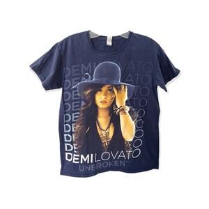 Band Tee Demi Lovato 2011 Unbroken Blue Concert T Shirt 2 Sided Gildan Soft